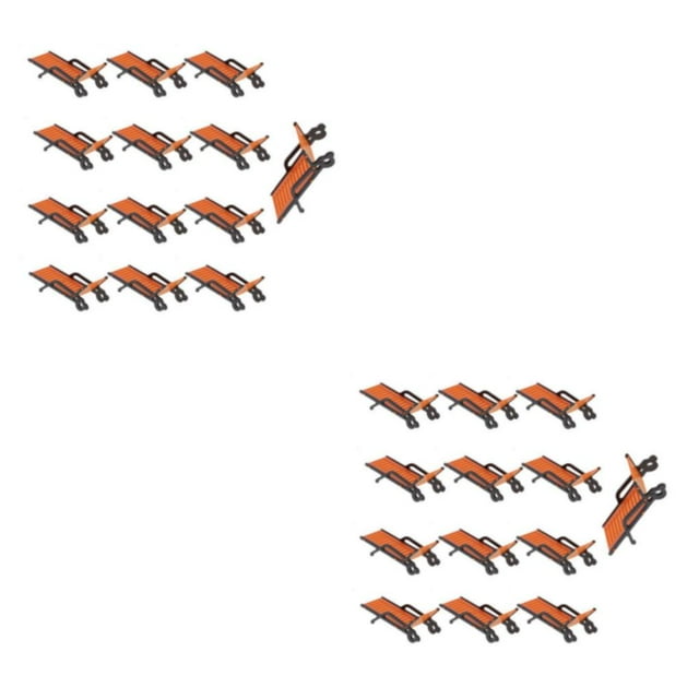 Transemion 10 Pieces Plastic Beach Bench Sun Loungers Stylish Landscape orange, black 1:30 2Set