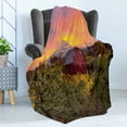 thumbnail image 4 of Colorful Soft Flannel Fleece Throw Blanket, Sunset over Mount Hood and North American Style Wooden Barn on Foreground Image, Cozy Plush for Indoor and Outdoor Use, 70" x 90", Multicolor, by Ambesonne, 4 of 5