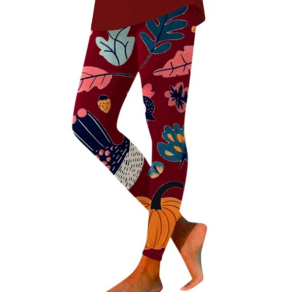 Thanksgiving Turkey Print Women's Leggings Comfortable Breathable Stretchy Workout Yoga Pants Soft High Waist Casual Fashion