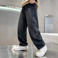 thumbnail image 2 of RUTAYY Toddler Boys Wide Leg Jeans Loose Fit Denim Vintage Trousers Casual Jeans Streetwear Pants Classic Pants, 2 of 9