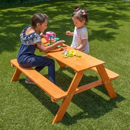 Sportspower Kids Outdoors Wooden Picnic Table, 41.3" x 34.8" x 19.88", Brown