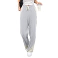 thumbnail image 2 of Gibobby pantalones de mezclilla afelpados mujer Pantalones de pierna ancha informales para mujer, pantalones de chándal de primavera y otoño, pantalones de Color sólido de cintura alta (Gris, L), 2 of 4