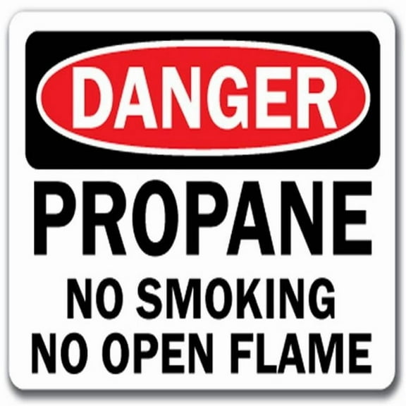 Danger Sign - Propane No Smoking No Open Flames - 10" x 14" OSHA Safety Sign