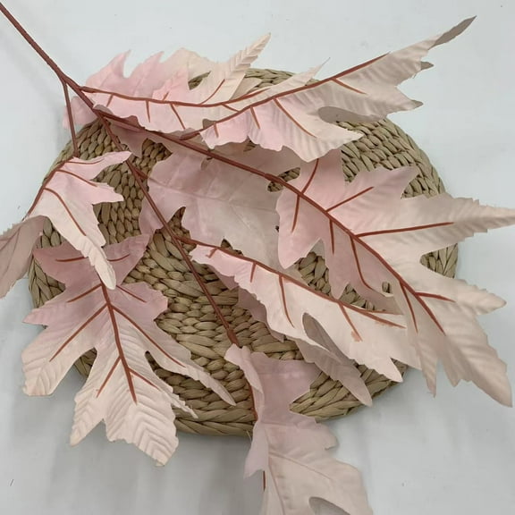 Nvzi-a 3PCS Artificial plants Leaves Realistic Non-Fading Decoration for Floral Arrangement Bouquets Party Wedding Wall Home Decor（Pink,31.5in L）