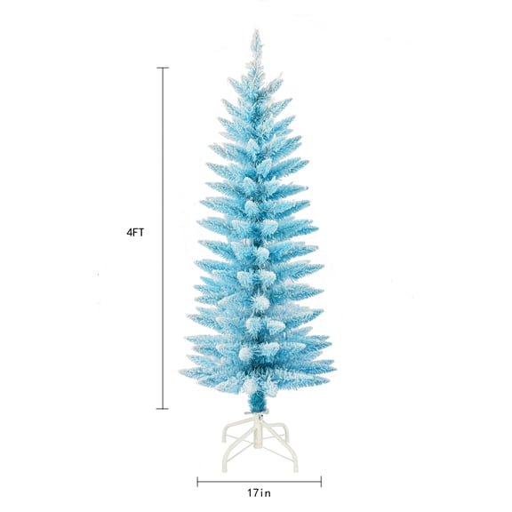 Christmas Tree Blue Flocked Slim 4ft