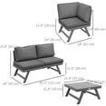 thumbnail image 3 of Outsunny Ensemble de Jardin d'Angle Extérieur, Mobilier Convertible 4 Pcs, Gris, 3 of 10