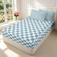 thumbnail image 2 of Manfei Minimalist Check Zipper Full Size Comforter Sets with Fitted Sheet and 2 Pillowcases,Classic Plaid Zipper Bedding Set,Blue White,Light Gray Reversible,4pcs, 2 of 8