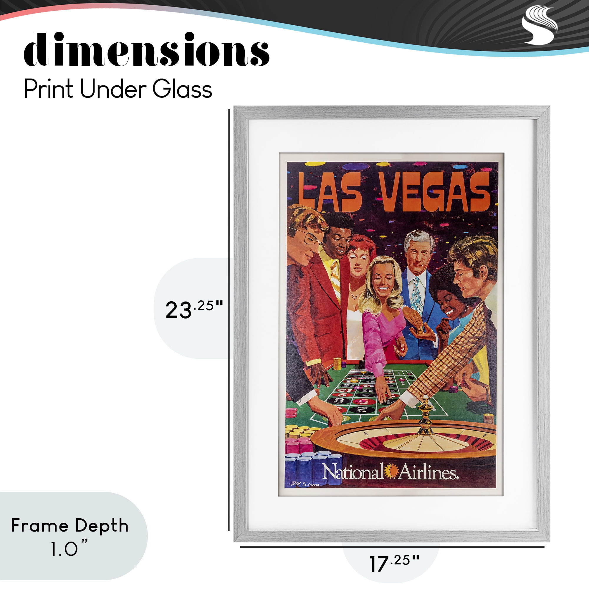 Stupell Industries Vintage Las Vegas Casino Gray Framed Print Under Glass, design by Vintage Posters