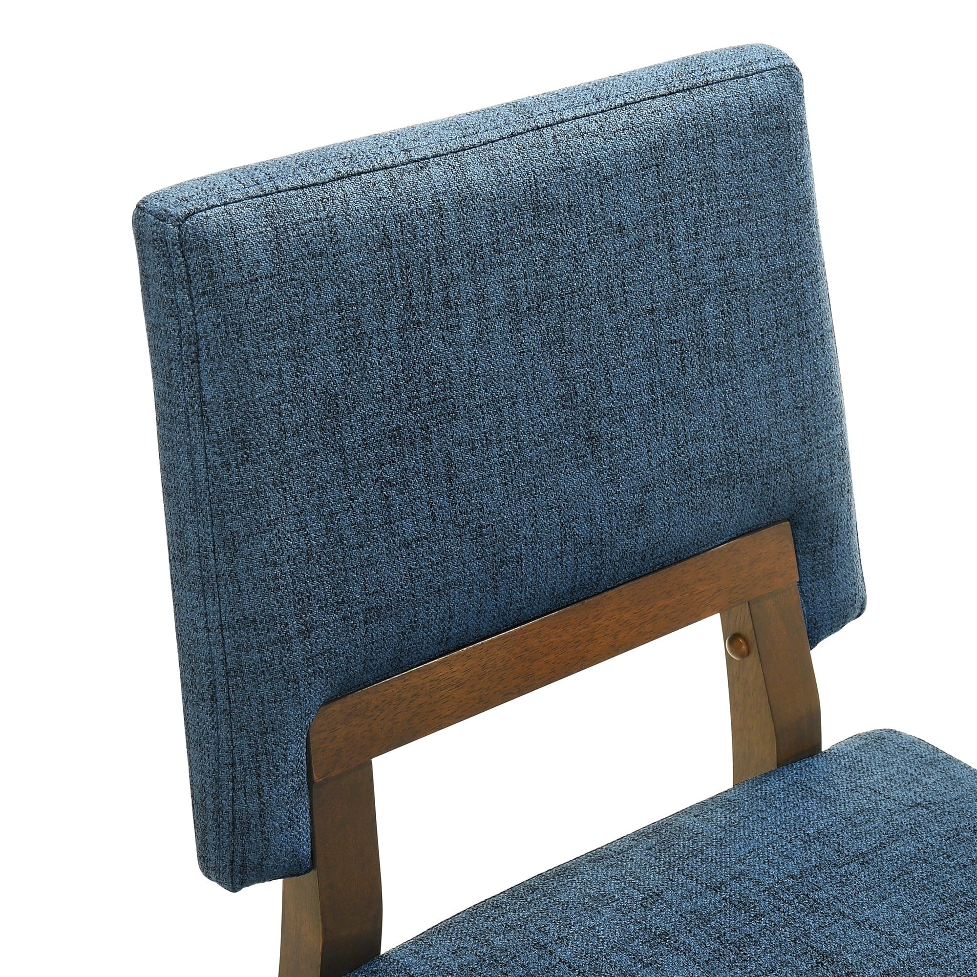 Channell Wood Dining Chair in Walnut Finish with Blue Fabric - Set of 6