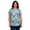 Deep Turquoise Tossed Leaves, variant on Women's Plus Size Kate Short Sleeve Easy Cotton-Blend Button-Front Shirt