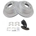 thumbnail image 2 of TRQ Rotor & Brake Pad Posi Ceramic Performance Drilled Slotted Rear Kit, 2 of 5
