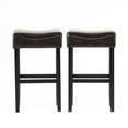 thumbnail image 2 of 30-inch Bonded Leather Bar Stools (2), Brown - Rubberwood Leg Support, Classy Faux Upholstery, Sleek And Space-aware, Hassle- Cleaning, Versatile Seating Option For Various Settings, 2 of 7