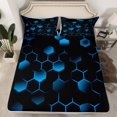 thumbnail image 2 of Erosebridal Geometric Hexagon Full Sheet Sets,Gradient Bedding Sets Full Size,Neon Decor,Lightweight,4 Pieces, 2 of 7
