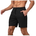 thumbnail image 1 of Men's Summer Solid Color Shorts - Tie Suit Design, 5/4 Length, Polyester/Linen, Zipper Pockets, Machine Wash Cold, 1 of 8