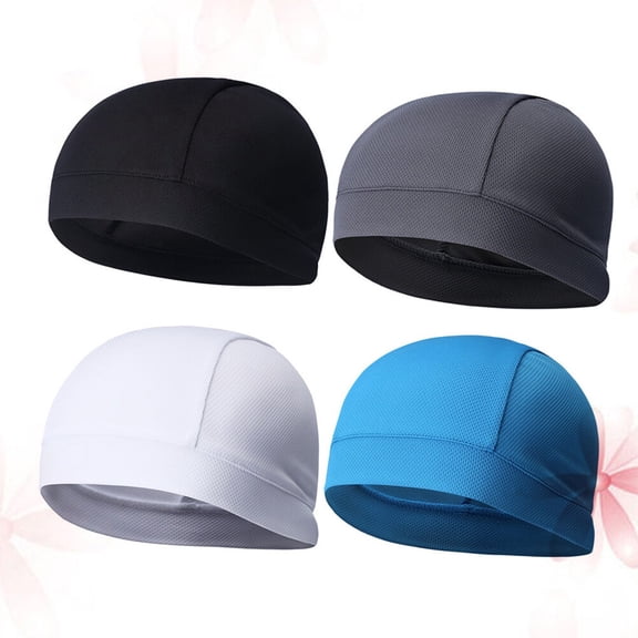 Pretyzoom 4Pcs Quick Dry Cap Cycling Lining Sweatproof High Elasticity Assorted Colors