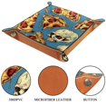 thumbnail image 3 of Women Girls Leather Square Dish Trinket Plate Jewelry Tray for Mothers Day Birthday Gift, Pizza and Skull Pattern, 3 of 6