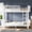 Light White + Metal + Queen, variant on Bunk Beds Queen Over Queen Metal Frame, Ladders Guardrails, Round Pipe Safety Design, Convertible to 2 Platform Beds,Black