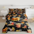 thumbnail image 2 of Homewish Fast Food Lover Bedding Comforter Set, Cartoon Popcorn Hamburger Pizza Twin Comforter Sets, Teens Kids Boys Girls Bedding Set, Breathable Home Decor, 2pcs, 2 of 8