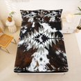 thumbnail image 5 of jejeloiu Moody Aztec Bed Sheets,Rustic Cowhide Full Size Sheets For Boys,Gray Black Brown,4 Pieces,1 Flat Sheet, 1 Fitted Sheet and 2 Pillowcases, 5 of 6