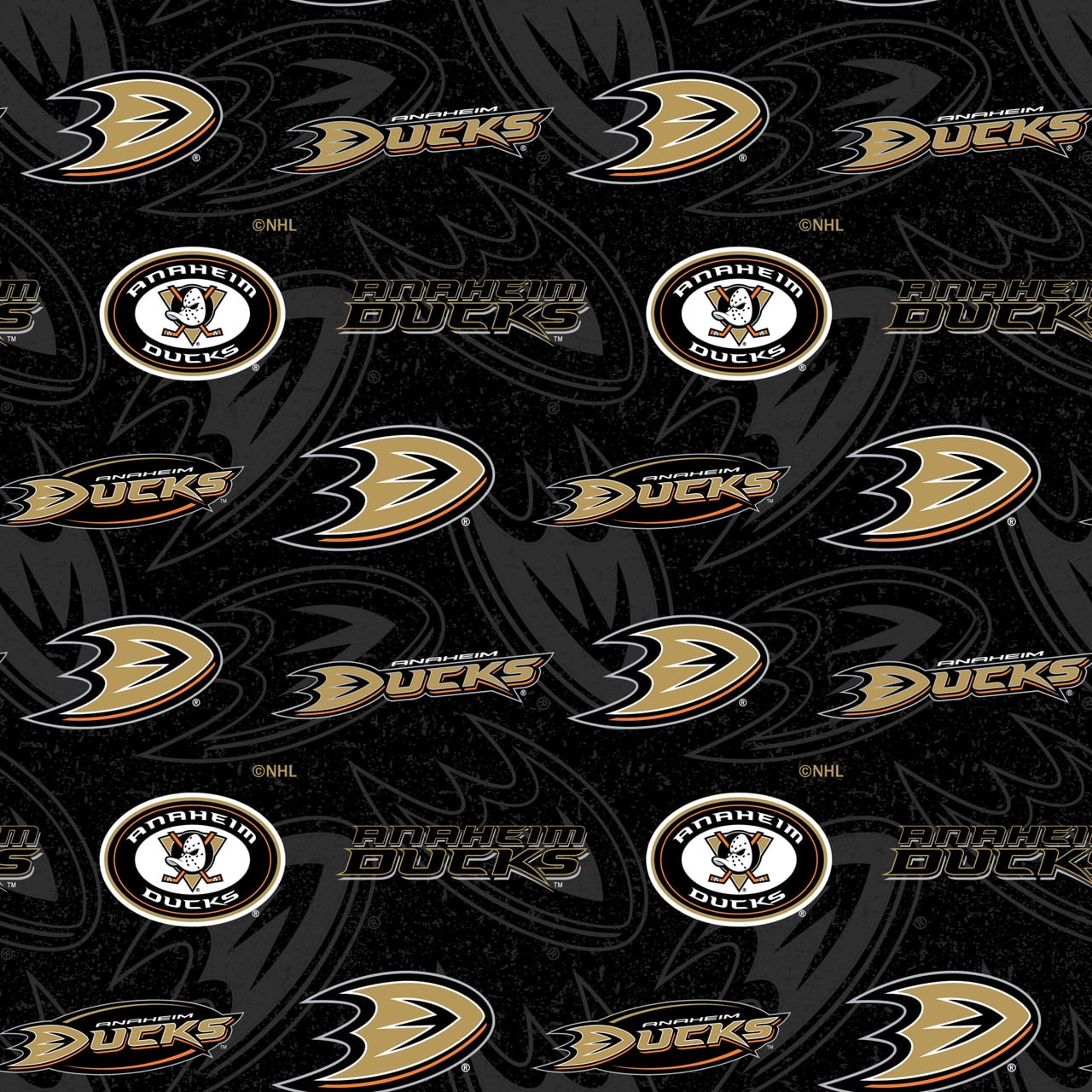 Anaheim Ducks Cotton Fabric with Tone on Tone Print and Matching Solid