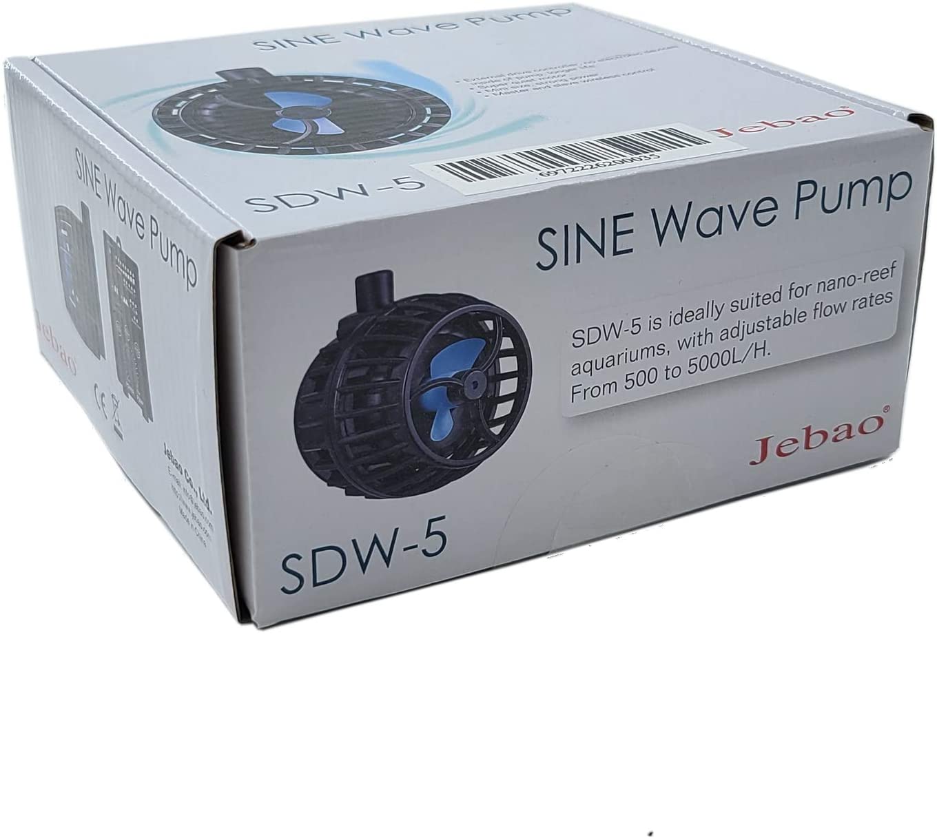 Jebao SDW-5 Wave Maker Flow Pump with Controller for Marine Reef Aquarium, 1320gph
