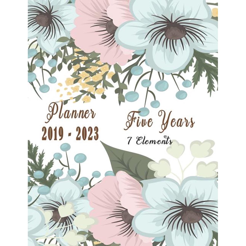 2023 Floral Calendar Five Years Planner 2019 2023 Floral Pink Color 20192023 Monthly Planner Calendar / 5 Year