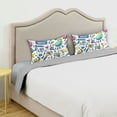 thumbnail image 3 of Yayeee Pillowcase King Size Set of 2 Satin Wrinkle Resistant Pillow Case, Blue Doodle Pattern, 3 of 7