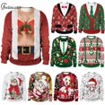 thumbnail image 2 of Chándal de Navidad feo para hombre, sudaderas falsas de dos piezas, jersey de cuello redondo, sudaderas con gráfico de perro, ropa de calle Y2K, 2 of 4