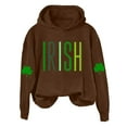 thumbnail image 4 of New & Trending!FUNUONY St. Patrick's Day Womens Hoodies Women's Long Sleeved St. Day Printed American Flag Hooded Top Coffee 4XL, 4 of 4