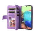 thumbnail image 3 of Multifunctional Case for Samsung A71 5G,[RFID Blocking] 9 Credit Cards Holder with Wrist Strap, Premium PU Leather Zipper Wallet Purse Magnetic Flip Phone Cover for Samsung Galaxy A71 5G, Purple, 3 of 12