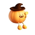 thumbnail image 2 of Halloween Pumpkin Night Light, Pumpkin Silicone Night Light with Witch Hat Cute Lollipop Pumpkin Tap Lamp, USB Rechargeable Lamp, Halloween Decorations Gift for Bedroom, 2 of 6
