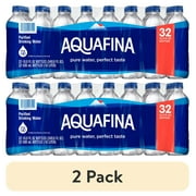 (2 pack) Aquafina Purified Bottled Drinking Water, 16.9 oz, 32 Pack Bottles