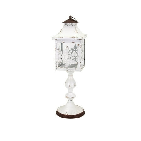 Homestead Christmas Snowflake Small Floor Lantern - White - Benzara