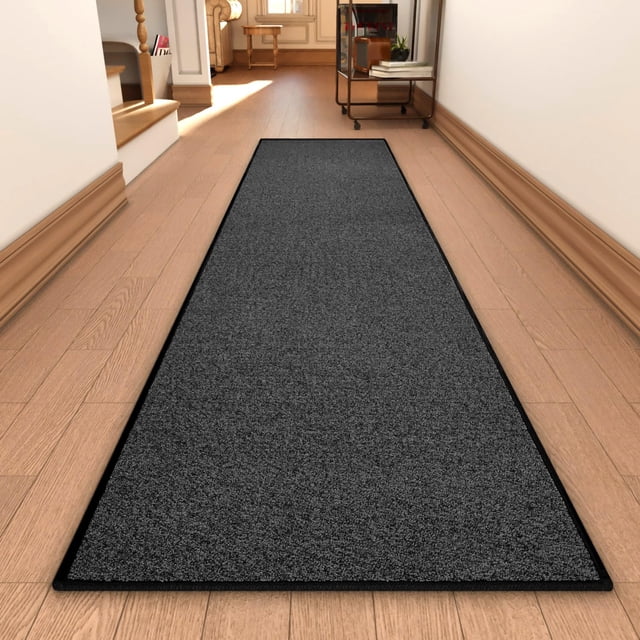 Alfombra pasillera AREDO 61 x 305 cm antideslizante, lavable, negra