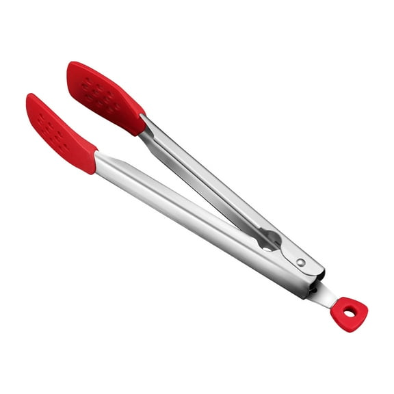 12-Inch Silicone-Tipped Kitchen Tongs 430 Stainless Steel with Non-Stick Tips Heat to 480°F Dishwasher Safe Locking Mechanism for Easy Storage Ideal for Cooking,Baking & Serving