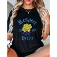 thumbnail image 1 of Women'S Casual Crew Neck T-Shirt with Yellow Flower Print, 100% Cotton, Slight Stretch, All-Season Short Sleeve Tee For Adult, Men, Women, Teen, Teenager, Adolescent, Youth, 1 of 5