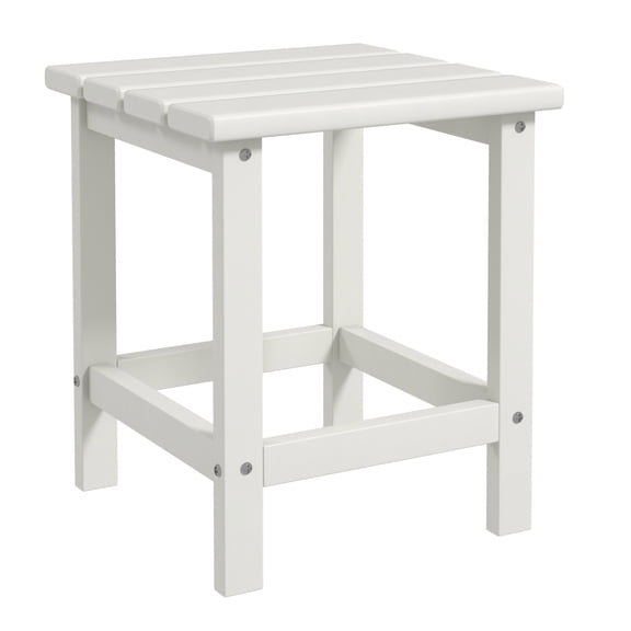 Outsunny Adirondack Side Table, Square Patio End Table, Weather Resistant 15" Outdoor HDPE Table for Porch, Pool, Balcony, White