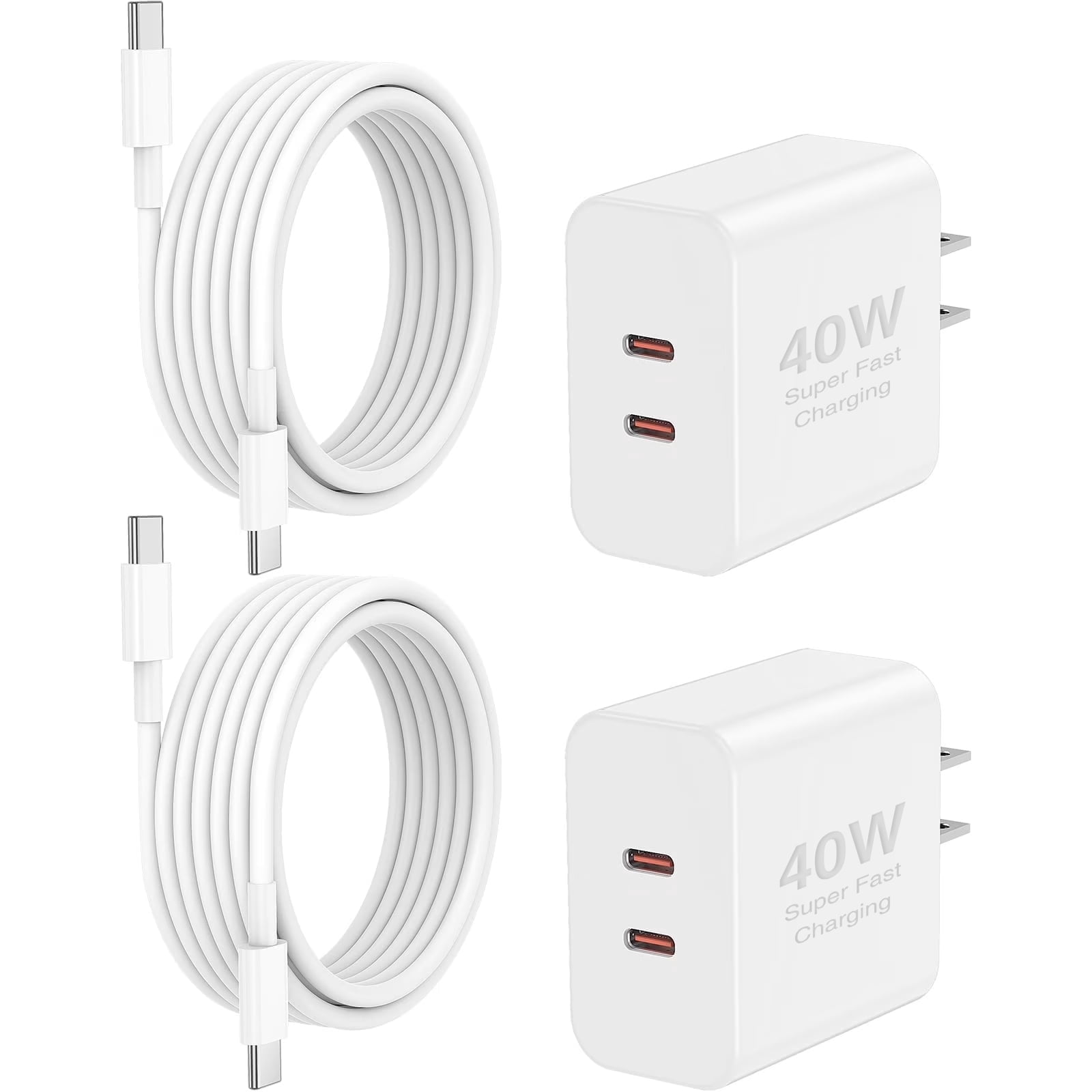 i Phone 17 16 15 Charger Fast Charging, 2Pack 40W Dual USB-C Wall Charger with 6FT Charger Cord Type C iPhone 17/17 Plus/17 Pro Max/16/16 Plus/16 Pro Max/15 Pro Max/iPad Pro case