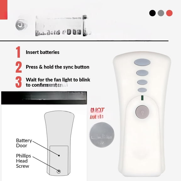 99119 Replacement Ceiling Fan Remote Control for Hunter 99119 & IN2TX43 ONLY– Hunter Fan Remote Replacement for Indoor Ceiling Fans, 3-Speed Fan and Light Control, Wall Mount Included - White$$