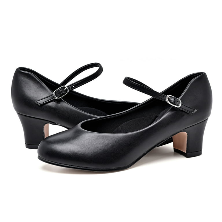 Stelle Now Comfort-sole Vintage Round Toe Dance Shoes Women Pump, 2 Low Heel, Women's, Size: 8, Black