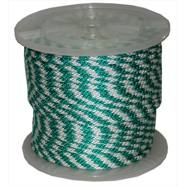 T.W. Evans Cordage 98328 .375 in. x 300 ft. Solid Braid Propylene Multifilament Derby Rope in Green and White