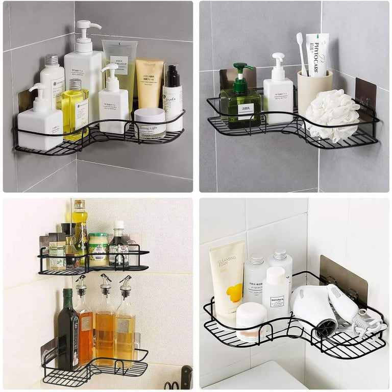 Casewin Shower Caddy Corner Shelf with 4 Removable Hook, Adhesive
