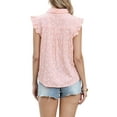 thumbnail image 3 of Floral Tops for Women's Summer Ruffle Cap Sleeve Button Down Dressy Casual Shirts XS Pink, 3 of 6