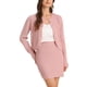 thumbnail image 1 of Conjunto Casual de 2 Piezas INSPIRE CHIC para Mujer, Chaqueta Corto de Suéter Elástico y Falda, Talla XS, Rosa, 1 of 5