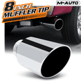 thumbnail image 2 of M-AUTO 5Inch Inlet 8Inch Outlet Stainless Steel 15"Exhaust Muffler Tip Straight-Through Slant Cut Roll Tip,Chrome, 2 of 10