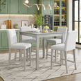 thumbnail image 7 of PAPROOS Counter Height Dining Table, Solid Wood Square Kitchen Table for Small Space, Modern Farmhouse Acacia Wooden Dining Table for Apartment, Silver Gray(Table Only), 7 of 7