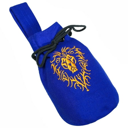 Mythrojan Drawstring Portable Pouch, Medieval Viking Woolen Belt Coin Purse - Blue, 8" x 6"