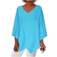 thumbnail image 1 of Yuyuzo Womens Fall Tops V Neck Long Sleeve Irregular Hem Solid Color Basic Pullover Top Tees Blouse Tshirts, 1 of 6