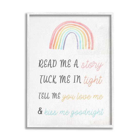 Stupell Indtries Kiss Me Goodnight Rainbow Children's Bedtime Sentiment,16 x 20,Design by Daphne Polselli