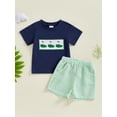 thumbnail image 4 of Baby Toddler Boys Summer Outfits 6 12 18 24 Months 2T 3T 4T Golf Embroidery Short Sleeves T-Shirt and Elastic Striped Shorts Set for 2 Piece Clothes Set, 4 of 9